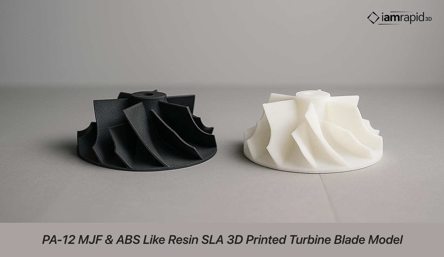 PA-12 Nylon MJF and ABS-Like Resin SLA 3D printed turbine blade model